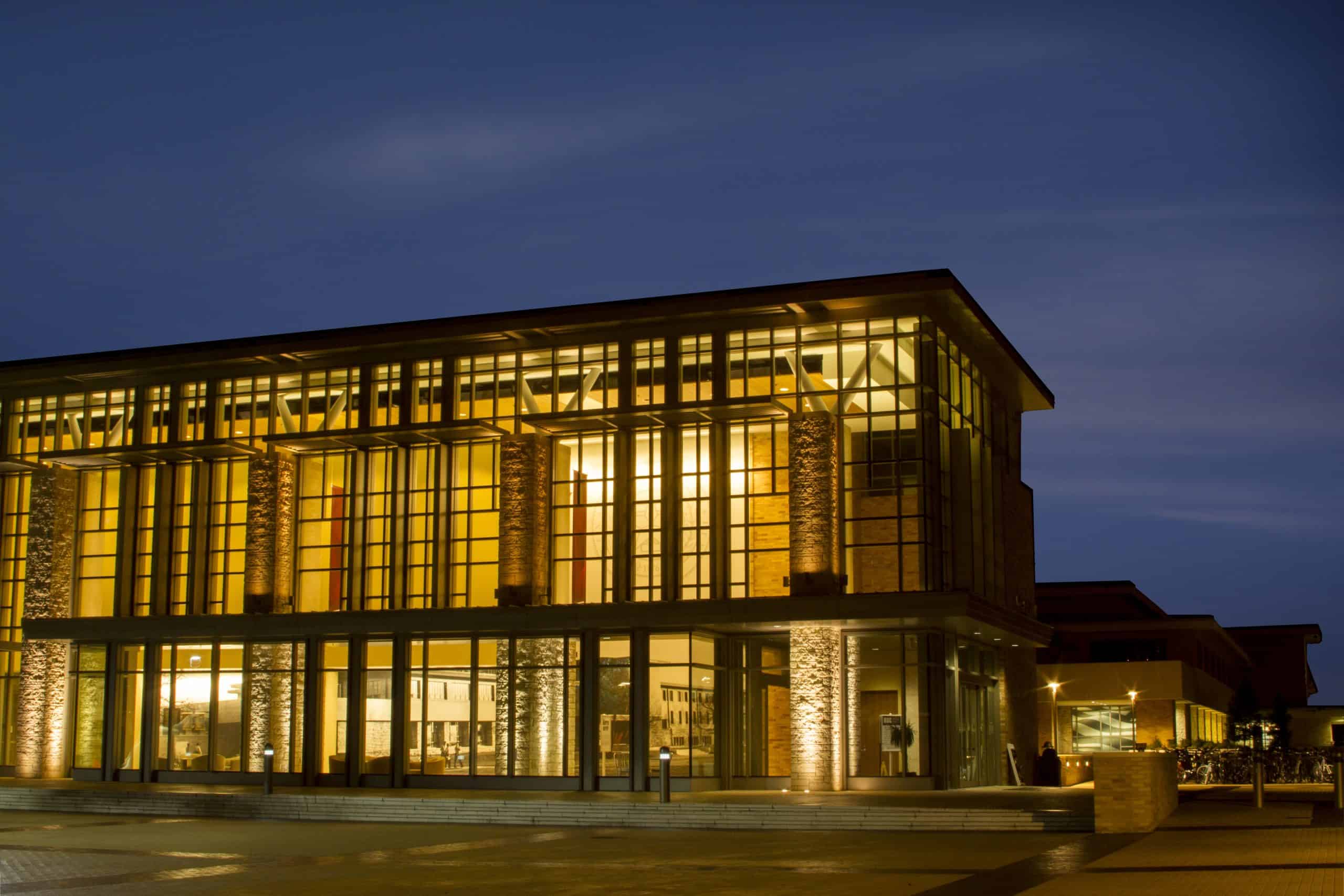 Brightly lit commercial building featuring professional electrical and lighting solutions by Britt Rice Electric.